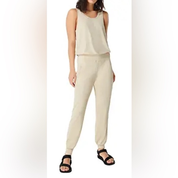 NWT Sweaty Betty Gary Jumpsuit in Pebble Beige Marble, Size L - Picture 1 of 6